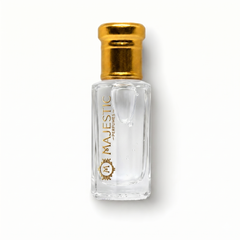 Majestic Perfumes India Ruh Gulab 12ml perfume bottle with a floral design and elegant packaging.