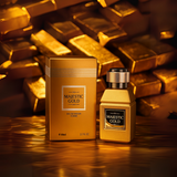 Golden perfume bottle labeled Majestic Gold 80ml from Majestic Perfumes India, with a sleek gold design and elegant packaging.