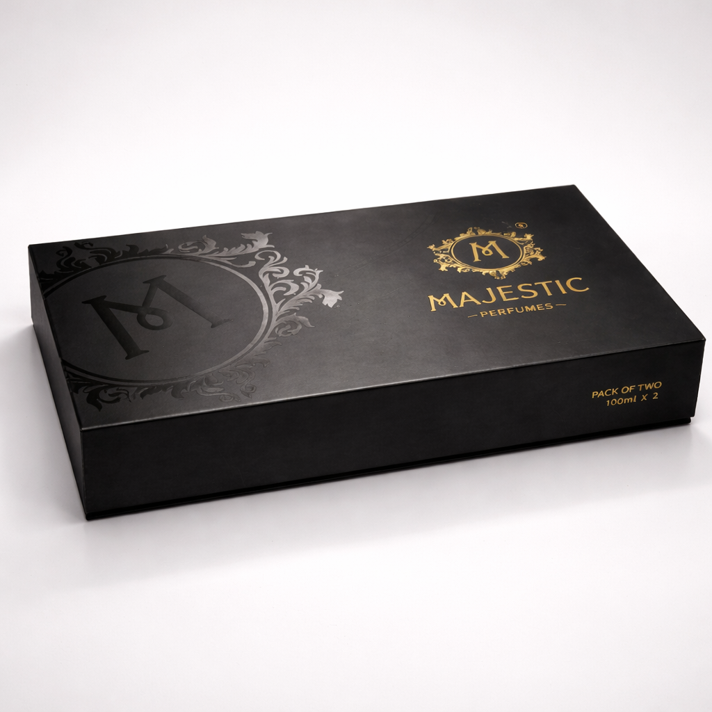 Luxury Majestic Perfumes India Oud Gift Set in an elegant box, featuring a selection of premium oud fragrances for gifting.